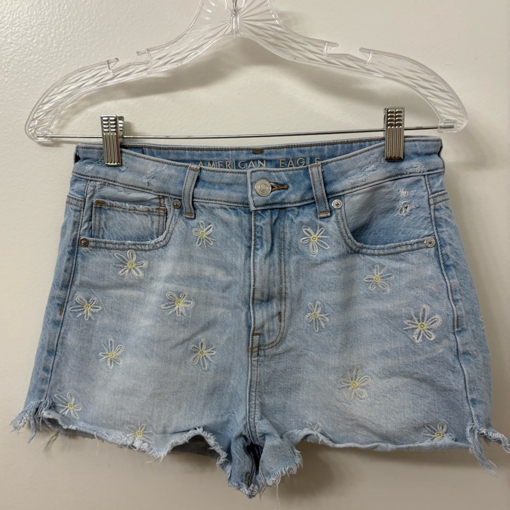 American Eagle Outfitters Light Blue Floral Jean Shorts